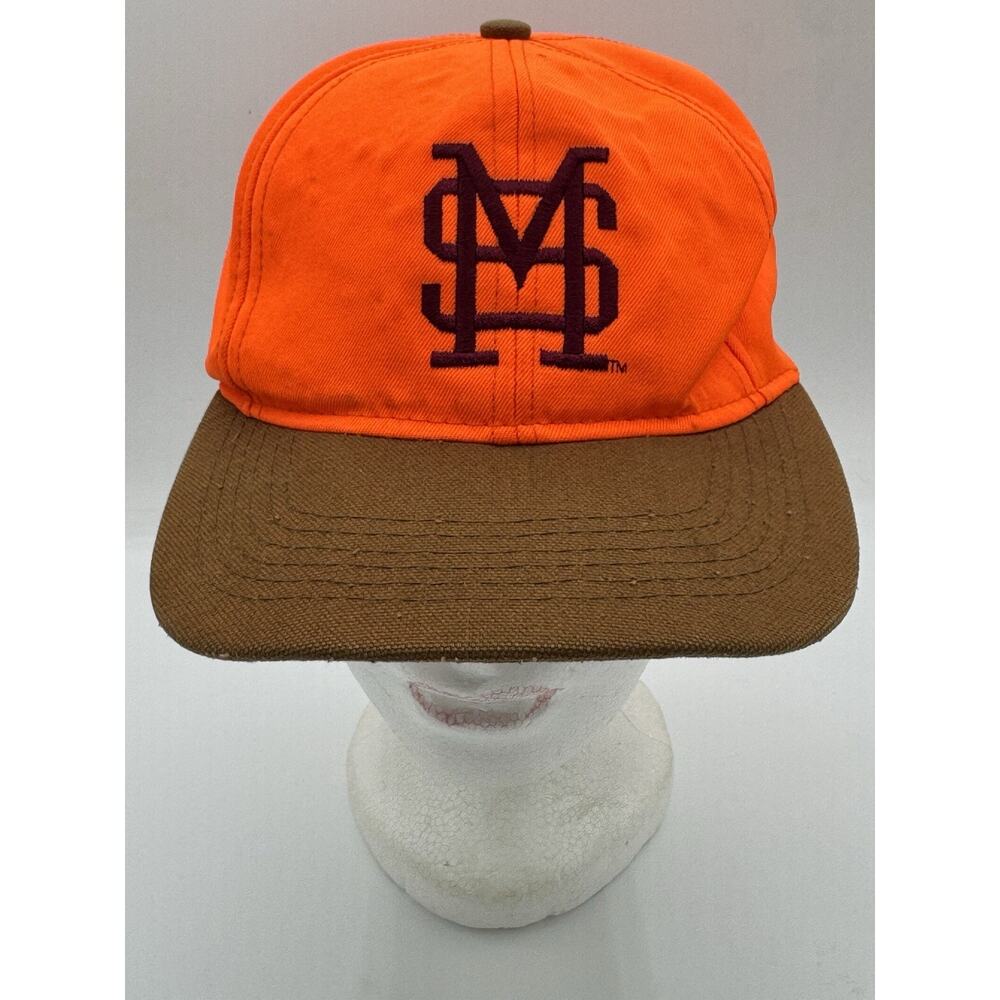 Rare Vintage Mississippi State Bulldogs Hunter Orange Snapback Hat USA Cap